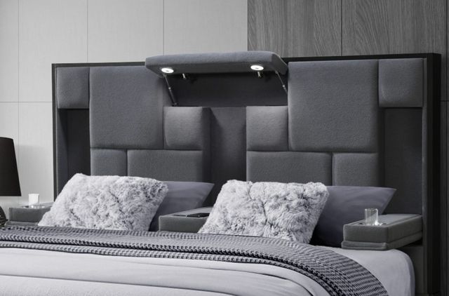 Global Furniture USA Oscar Dark Gray 8 Queen Panel Bed No Wood Trim-2