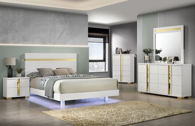 Furniture of America® Lillestrom Gold/White Nightstand-1