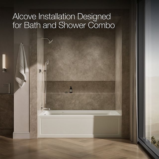 KOHLER® Archer® Biscuit 72" x 36" Alcove Heated Bubble Massage™ Air Bath and Whirlpool - Left Drain-3