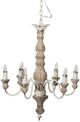 A & B Home Beige/White Distressed and Natural 6-Light Chandelier-0