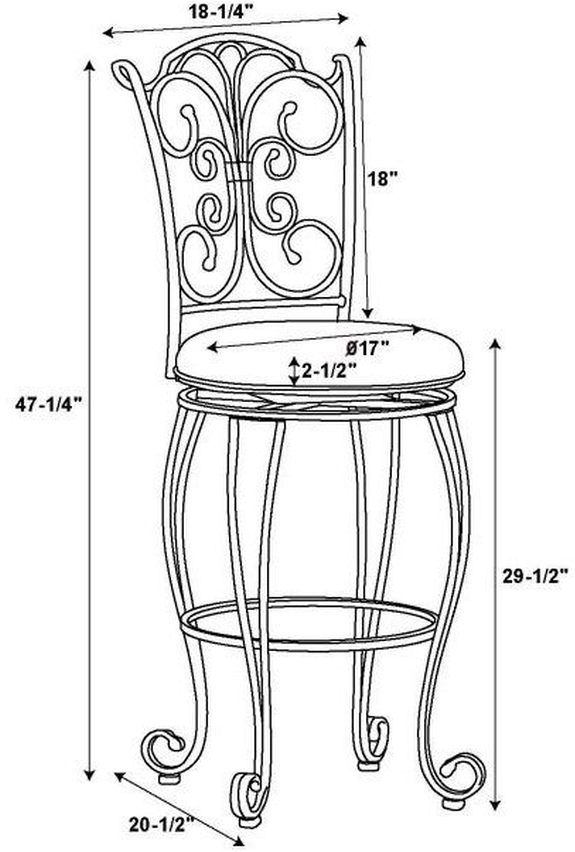 Linon Gathered Back Brown Bar Stool-3