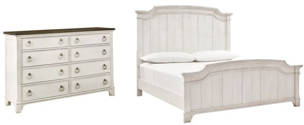 Benchcraft® Nashbryn 4-Piece Whitewash California King Panel Bed Set-0