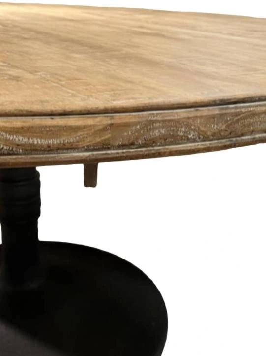 Nest Home Collections Sadie Antique Natural Round Dining Table with Iron Base-1