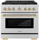 ZLINE Autograph Edition Paramount Series 36" Stainless Steel Pro Style Dual Fuel Range with Polished Gold  Accents -0