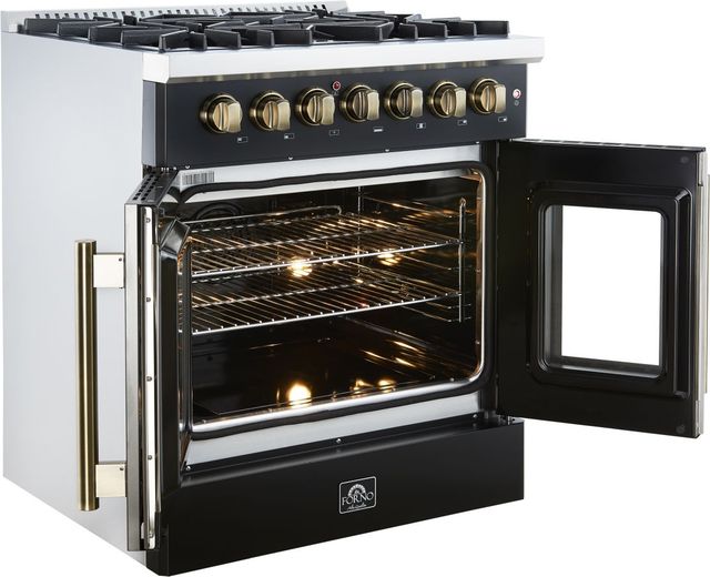 FORNO® Galiano Alta Qualita 30" Black Pro Style Dual Fuel Range -4