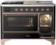 Ilve® Majestic III 48" Glossy Black Pro Style Dual Fuel Natural Gas Range with 5 Black Brass Burners and Copper Trim-3
