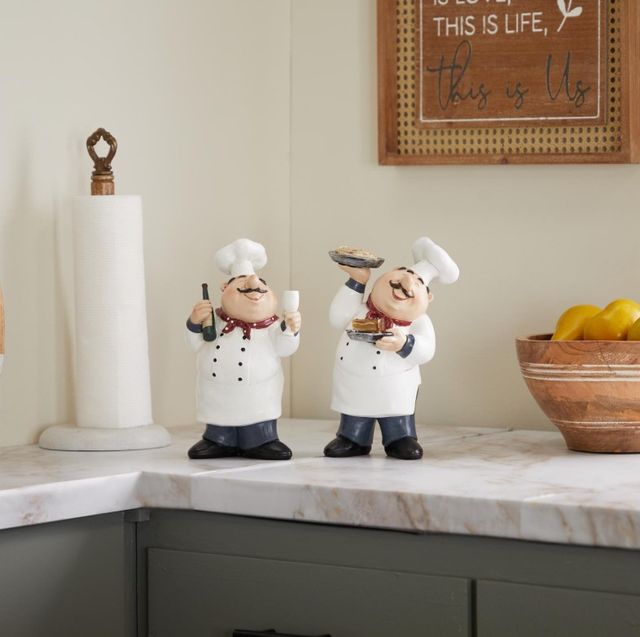 Deco Marche 2-Piece White Chef Sculpture Set-3