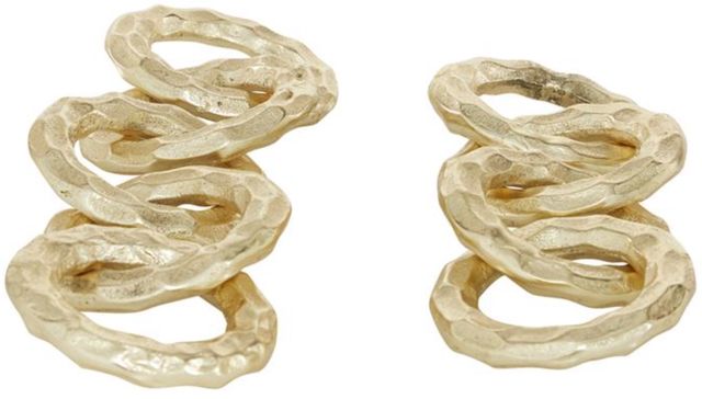 Deco Marche CosmoLiving by Cosmopolitan 2-Piece Gold Metal Chain Sculpture Set-1