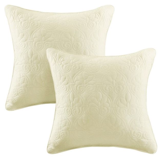 Olliix by Madison Park Quebec 2 Yellow 20"x20" Quilted Square Pillow Pair-0