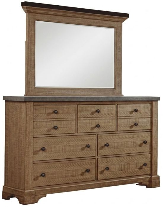 New Classic® Home Furnishings Augusta Rustic Brown Dresser and Mirror-0