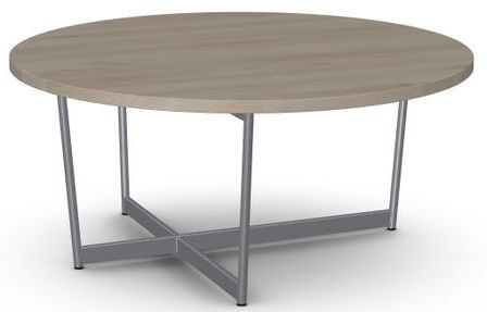 Amisco Customizable Jill Thermo Fused Laminate Round Coffee Table with X-Shaped Metal Frame-0