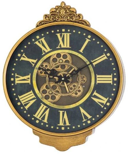 YHD Black/Gold Vintage Crown Gear Clock-0