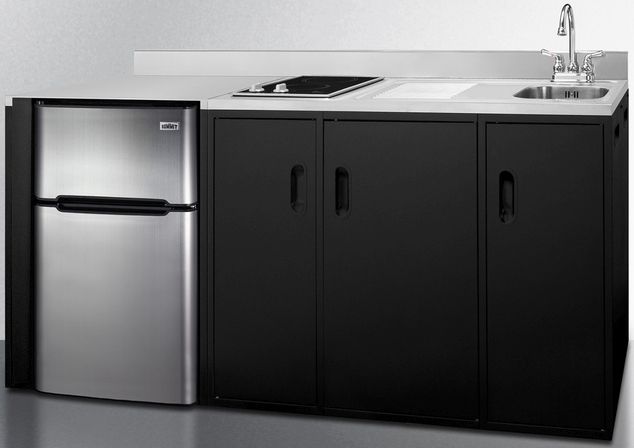 Summit® 72" Black and Stainless Steel All-In-One Kitchenette-2
