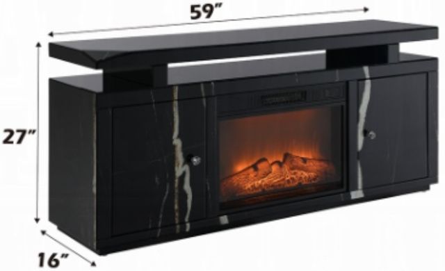 ACME Furniture Drisana Black Mirrored Fireplace TV Stand-2