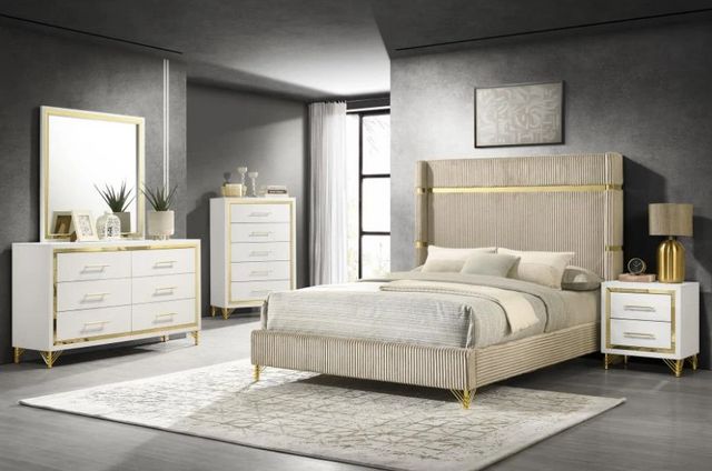 Coaster® Lucia 5-Piece Beige/White Eastern King Bedroom Set