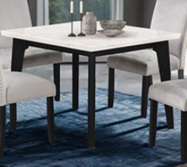 Furniture of America® Sabro White Square Dining Table with Black Base-0