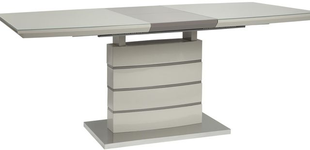 Homelegance® Glissand White Taupe Dining Table with Chrome Base -0