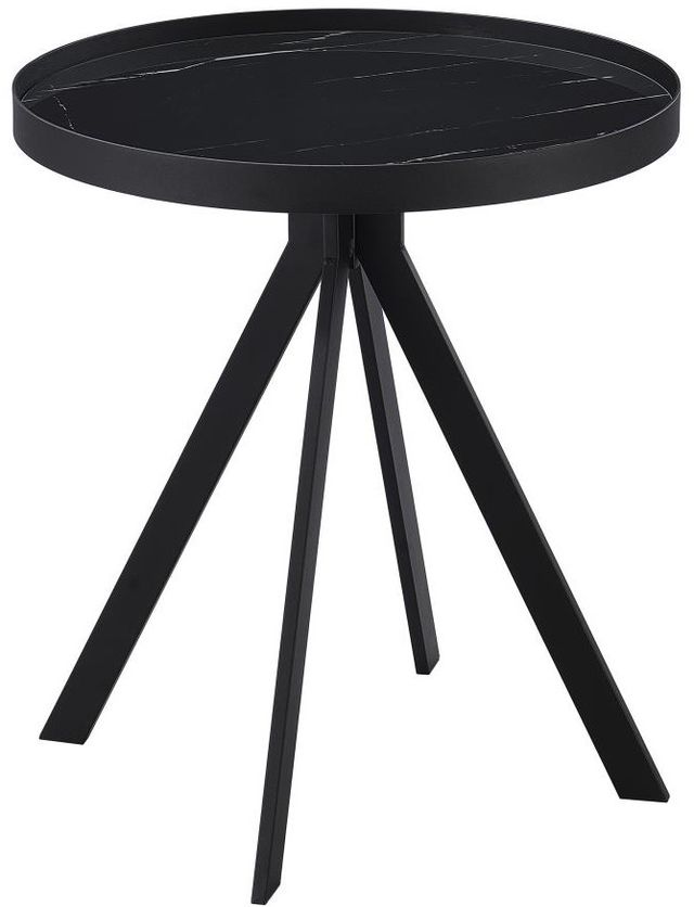 Coaster® Briggs Marble Printed Glass Top End Table with Black Base-0