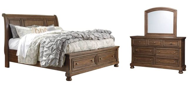 Signature Design by Ashley® Flynnter 3-Piece Medium Brown King Sleigh Storage Bed Set-0