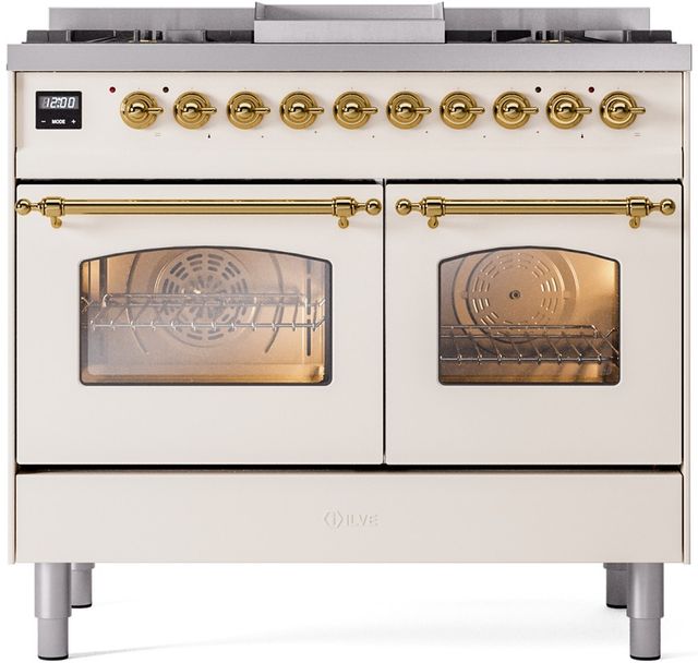 Ilve Nostalgie II 40" Antique White Freestanding Dual Fuel Range