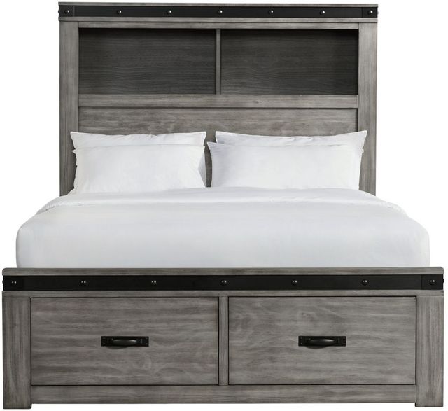 Elements International Wade Gray Full Youth Platform Storage Bed-1