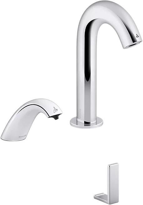KOHLER® Oblo™ Curve 2-Piece Polished Chrome Touchless Lavatory Faucet and Soap Dispenser Set for Constellation™ 30" Lavatory System-0