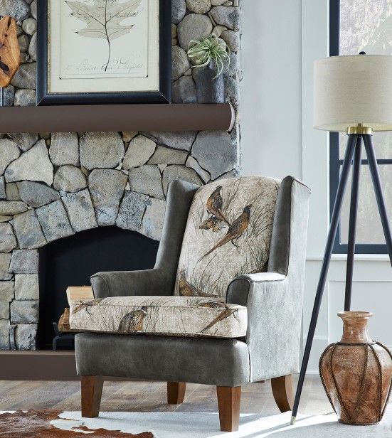 Best® Home Furnishings Field & Stream Home Andrea MFX2 Wing Back Chair with Dark Walnut Legs-4