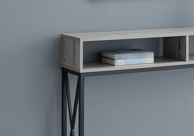 Monarch Specialties Inc. Grey 48"L Open Shelve Hall Console Table with Black Metal Frame-2