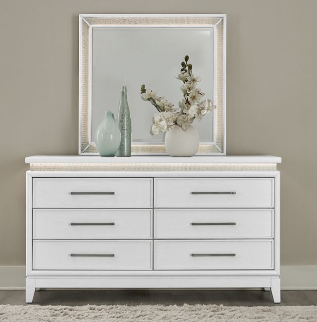 Liberty Furniture Reflections Pearl White/Rhinestone Dresser and Mirror-1