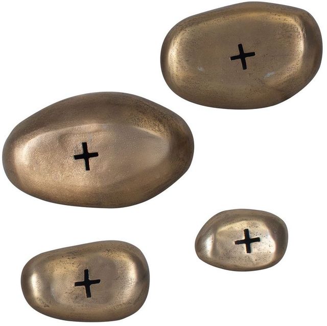Uttermost® Set In Stone 4-Piece Antique Brass Aluminium Indoor-Outdoor Wall Art Set -2