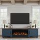 Legends Home Real Cozy Liberty Blue Denim/Whiskey 95" Fireplace Console-1