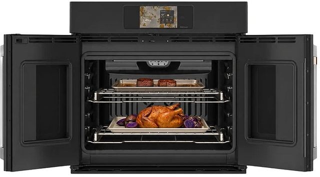 Café™ Professional Series 30” Matte Black Smart Single Electric Wall Oven with French Doors-2