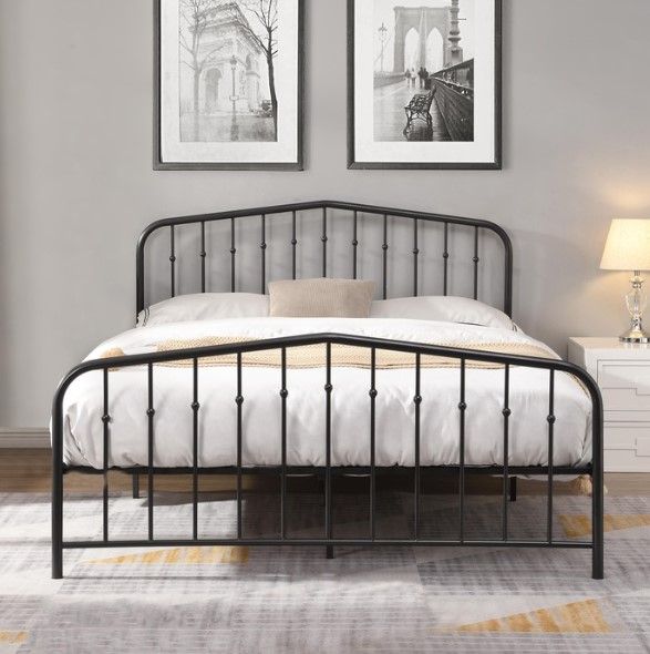 Milton Greens Stars Black Queen Arc Metal Platform Bed-2