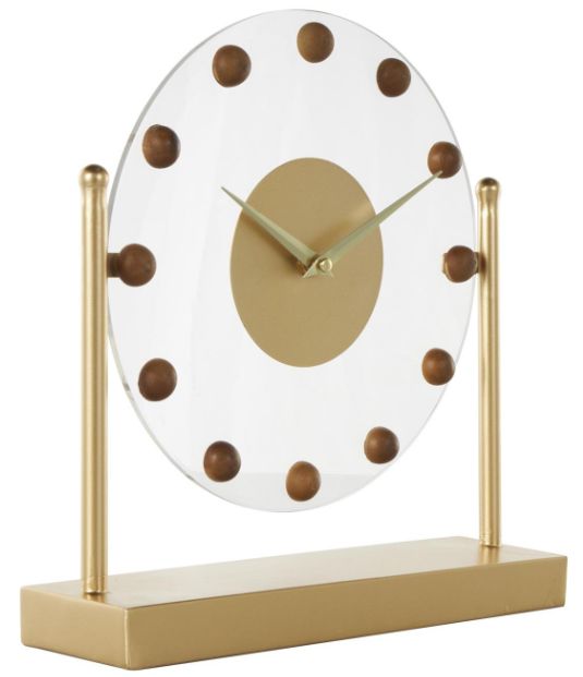 Deco Marche Gold Acrylic Face Clock with Wood Ball Accents-1