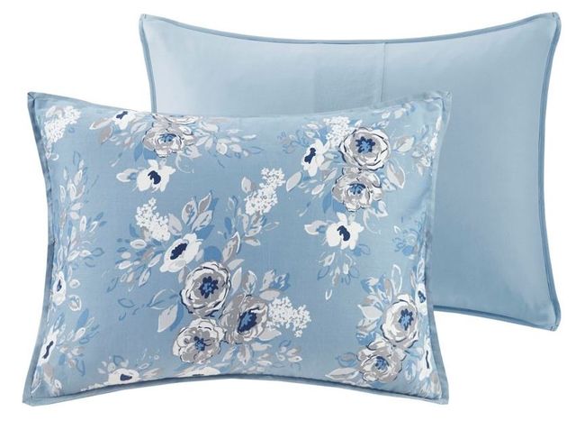 Olliix by Madison Park Willa Blue King Seven Piece Cotton Printed Comforter Set-3