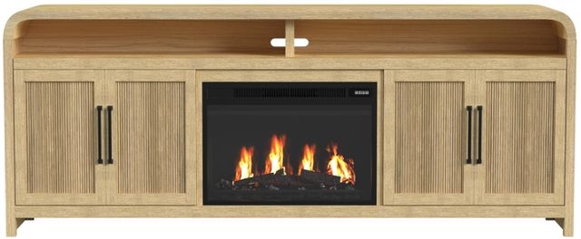 Elements International Ridgemont Natural 82" TV Console with Fireplace Insert-2