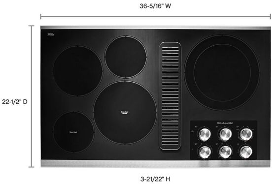 KitchenAid® 36" Stainless Steel Electric Downdraft Cooktop with 5 Elements-1