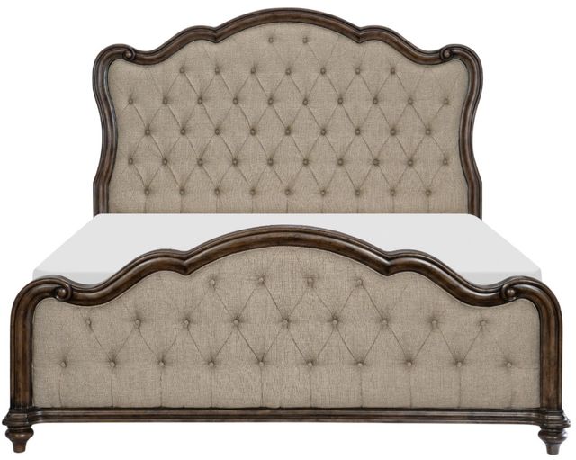 Homelegance® Heath Court Brown Queen Upholstered Panel Bed-2