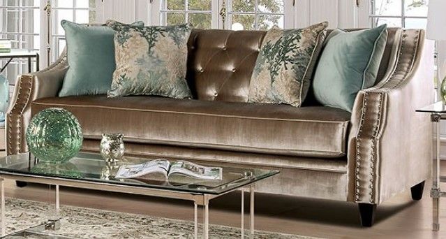 Furniture of America® Elicia 2-Piece Champagne Living Room Set-1