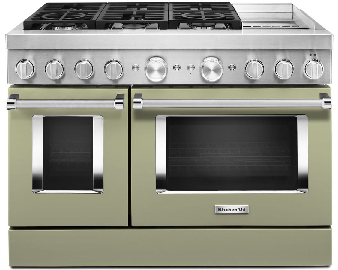 KitchenAid® 48" Avocado Cream Commercial-Style Pro Style Dual Fuel Range with Griddle