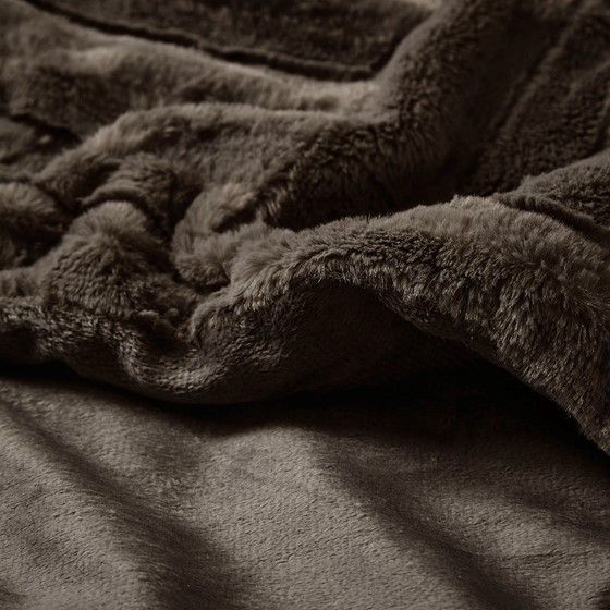 Olliix by Madison Park Arctic Chocolate Ultra Plush Down Alternative Throw-1