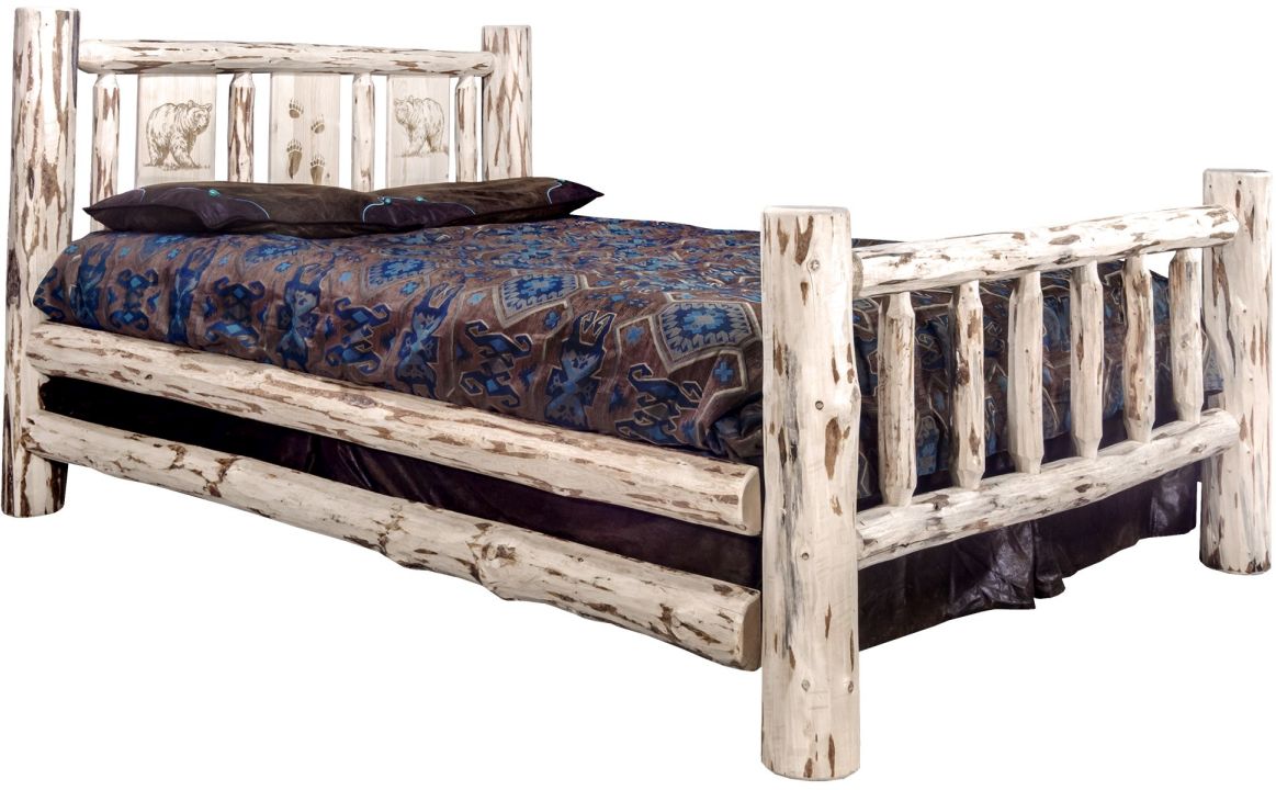 Montana Woodworks® Montana Collection Clear Lacquer California King Bed with Laser Engraved Bear Design
