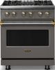 Viking® 5 Series 30" Damascus Gray Pro Style Dual Fuel (NG) Range with Brushed Brass Trim-0
