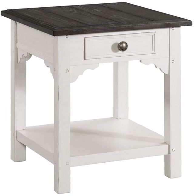 Riverside Furniture Grand Haven Rich Charcoal Square Side Table with Feathered White Base-0