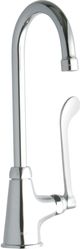Elkay Chrome Single Hole Single Control Faucet with 5" Gooseneck Spout and 6" Wristblade Handle-0