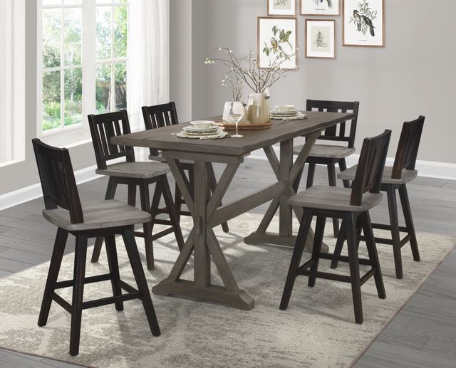 Homelegance® Amsonia Black Sand/Distressed Gray Swivel Counter Height Chair-1