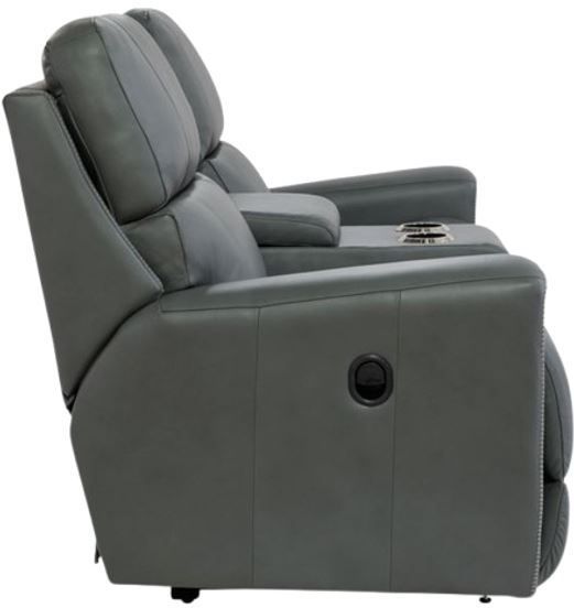 La-Z-Boy® Apollo Blue Grey Leather Manual Reclining Loveseat with Console-2