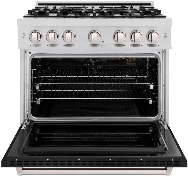 ZLINE Classic 36" Stainless Steel Pro Style Gas Range with Black Matte Door-1