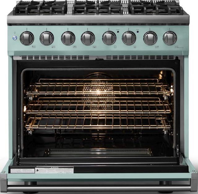 Viking® 5 Series 36" Splash Pro Style Dual Fuel (LP) Range with Polished Chrome Trim-1
