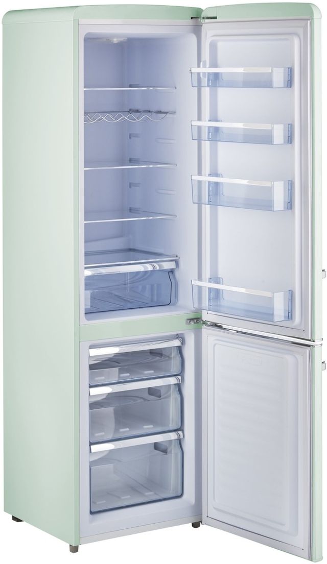 Unique® Appliances Classic Retro 8.7 Cu. Ft. Summer Mint Green Counter Depth Bottom Freezer Refrigerator-2